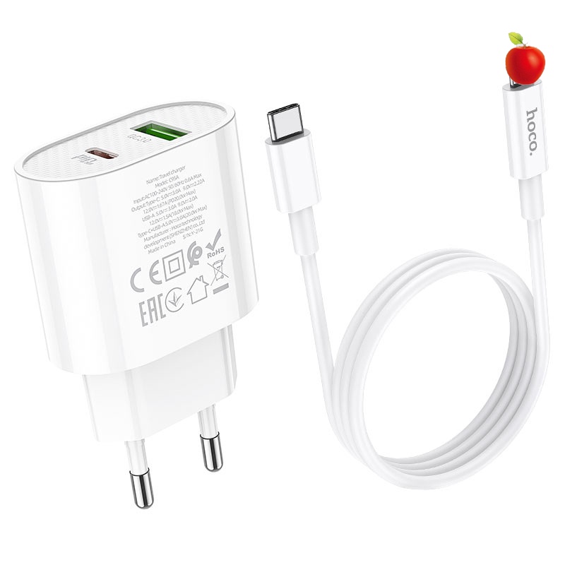 ⚡SẠC NHANH 20W⚡ Bộ sạc nhanh cho lphone HOCO C95A 2 cổng PD20W USB QC3.0, củ sạc TYPE-C -USB to Iingtning