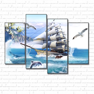 Tranh treo tường  - Thuận buồm xuôi gió CB151 - Vải canvas kim tuyến -Công nghệ in UV-  Khung viền composite