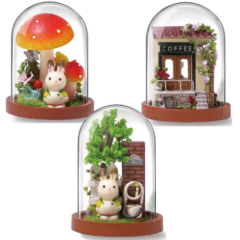 Nhà búp bê lồng kính lắp ráp mini siêu dễ thương cực kì dễ ráp cho người mới chơi tặng kèm keo dán và dụng cụ lắp ráp