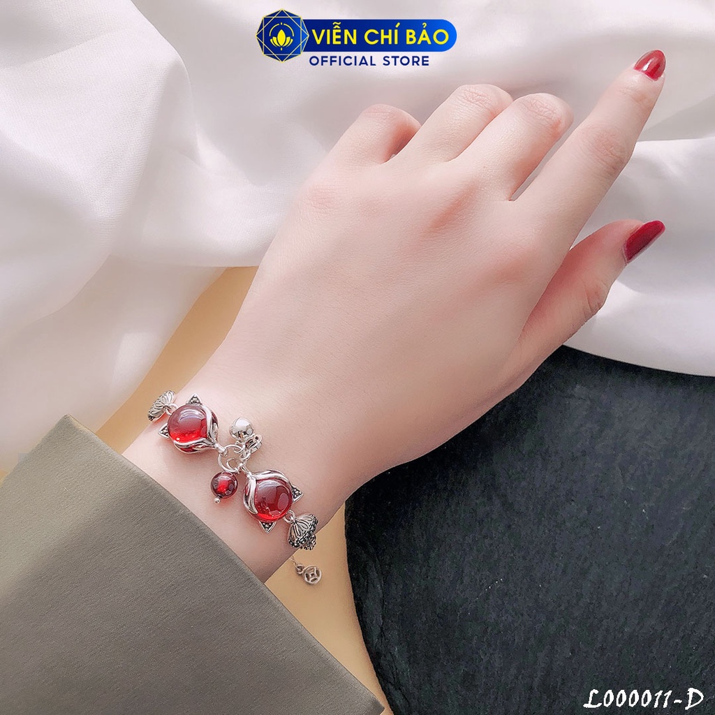 Lắc tay bạc nữ Hồ Ly Cửu Vỹ Thiên Hồ đá đỏ chất liệu bạc 925 thời trang phụ kiện trang sức nữ Viễn Chí Bảo L000011-D