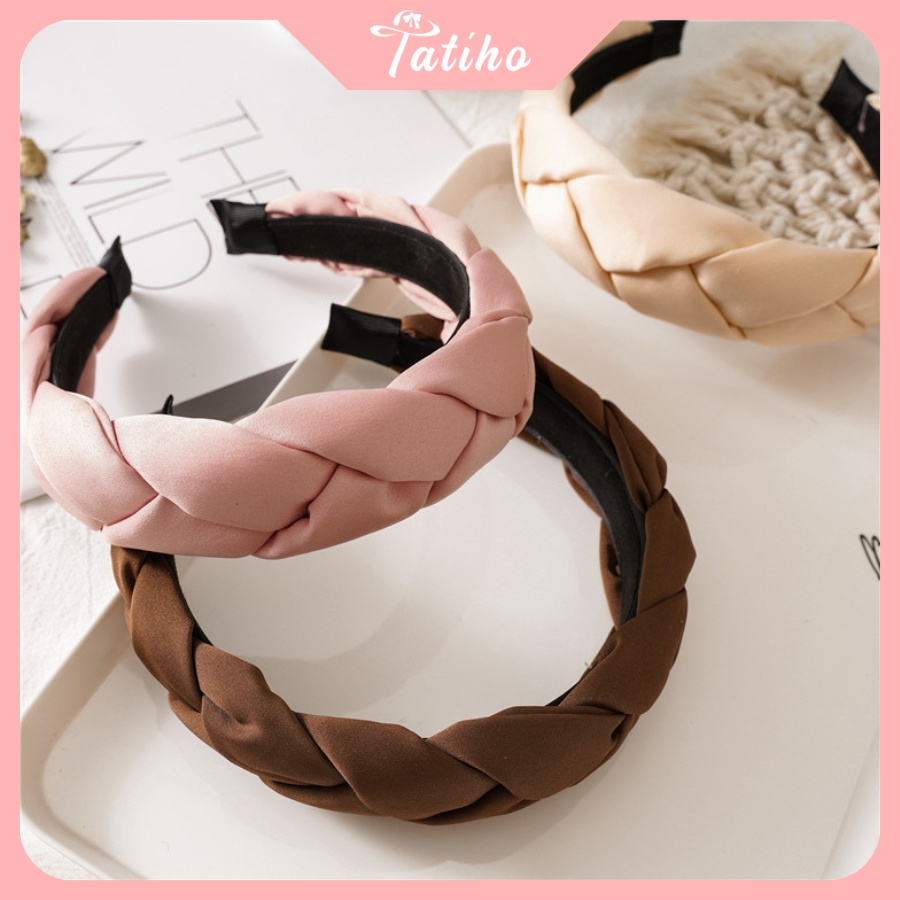 Mấn Cài Tóc Unisex, Băng Đô Turban Xoắn Bảng To Chất Lụa Satin Phối Áo Dài Handmade - TATIHO - Mã CT011