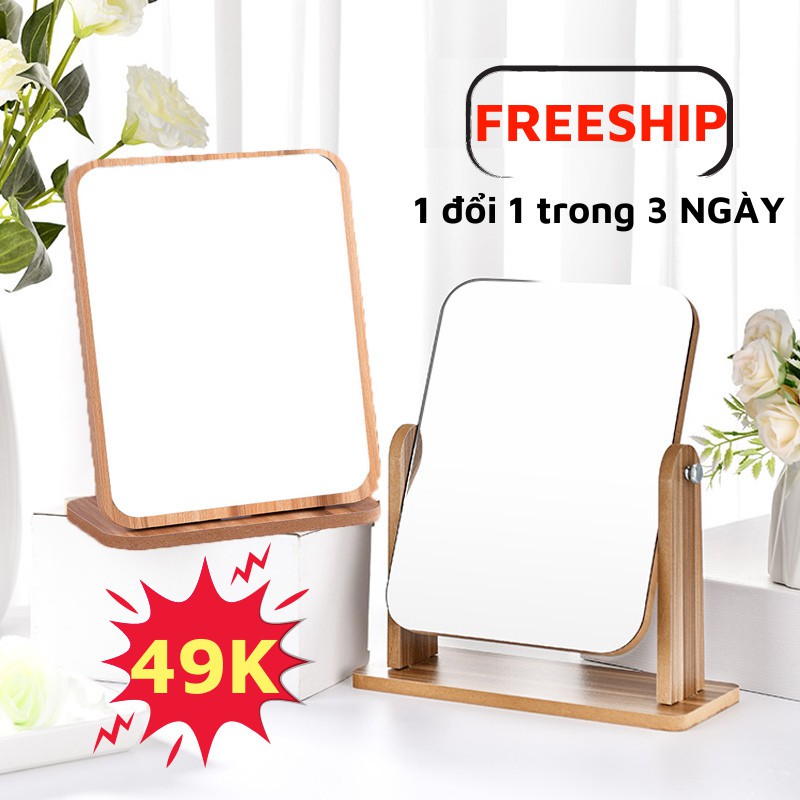 Gương Trang Điểm, Gương Di Động Mini Bằng Gỗ Để Bàn Trang Điểm PAPAA.HOME