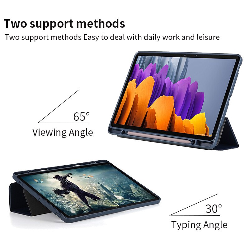 Dllencase Bao da máy tính bảng nam châm có ngăn đựng bút cho Samsung Galaxy Tab S7 T870 11 2020 Tab S7+ T970 12.4 A115