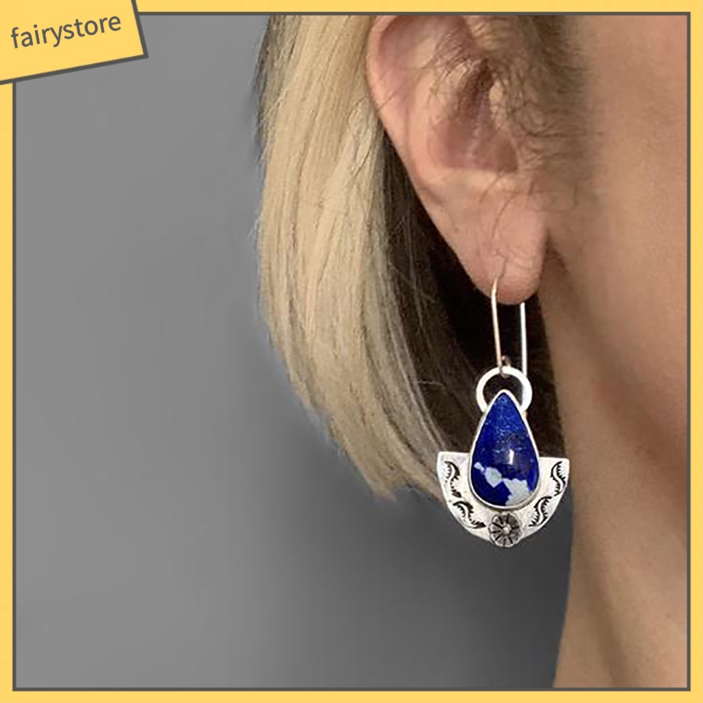 Bông tai dáng dài mặt hình giọt nước thời trang nữ