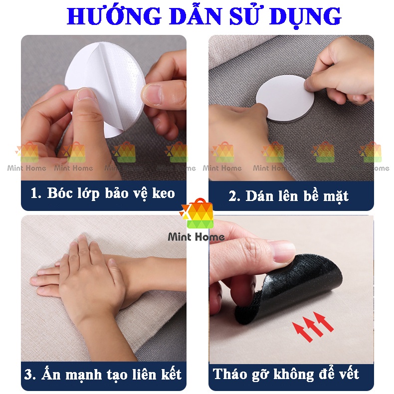 Miếng dây dán gai velcro băng dính 2 mặt cố định chống trượt thảm trải sàn nhà chăn ga khăn lót bàn ghế keo siêu dính