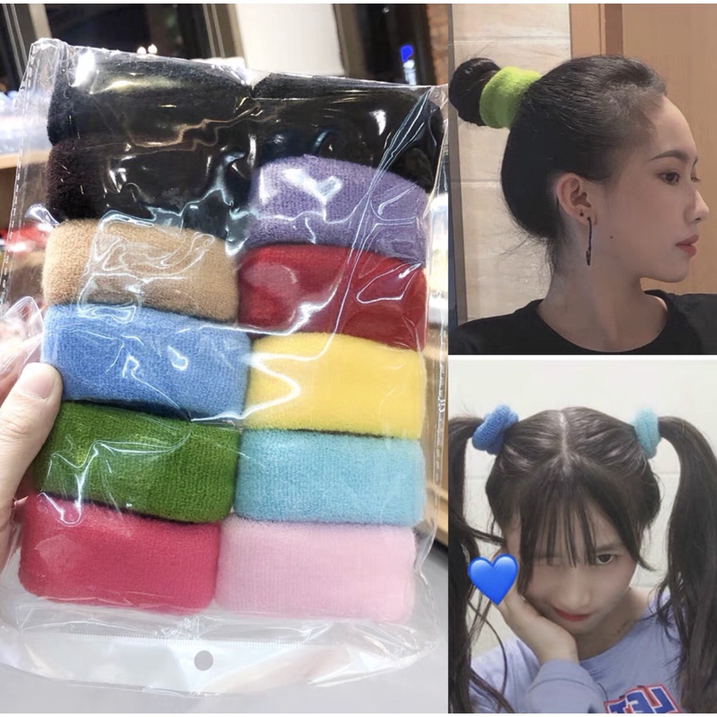 Sét 12 Dây Cột Tóc Thun Bản To