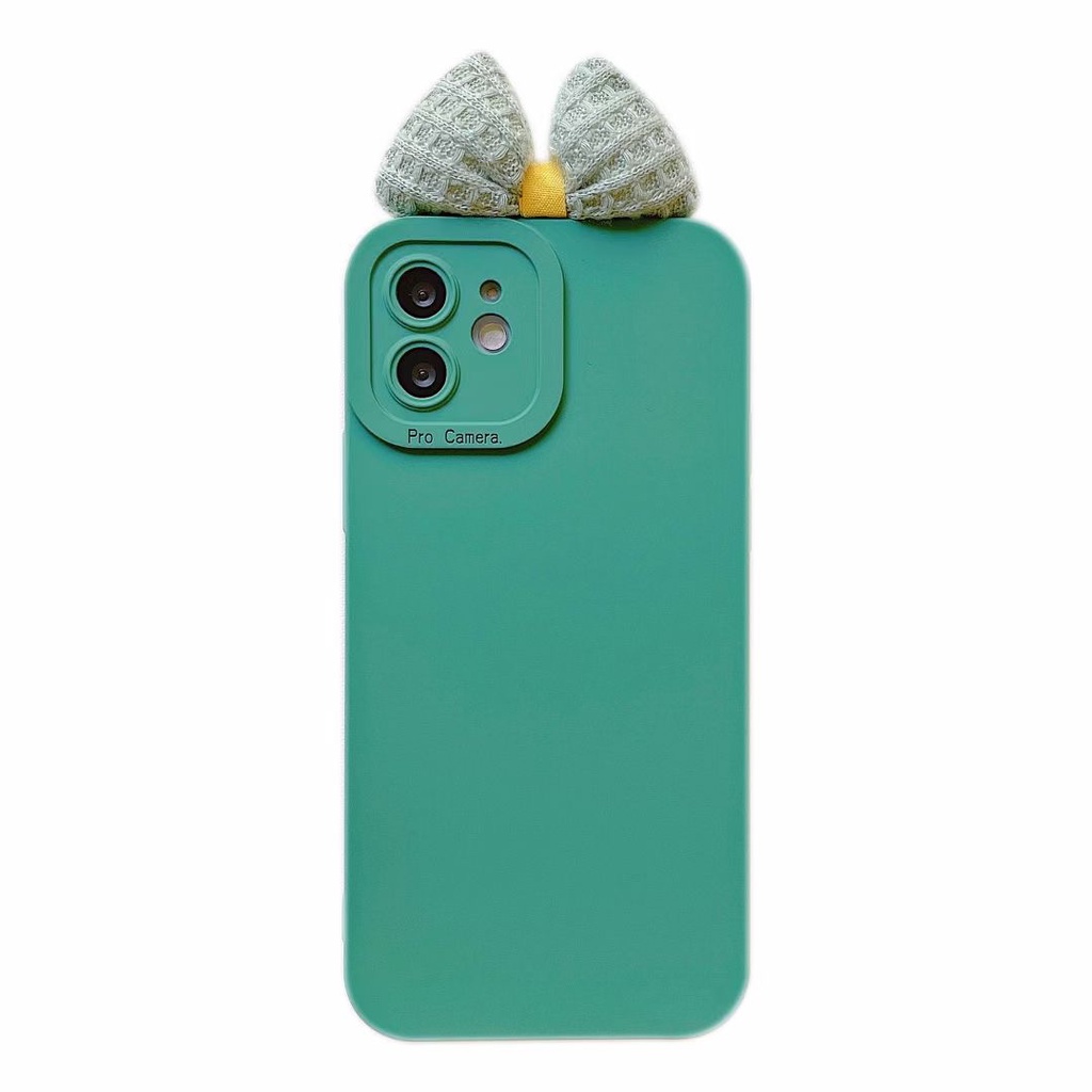 Ốp Điện Thoại Mềm Đính Nơ Màu Xanh Lá Cho Iphone 14promax 13 proamx 12 pro max 11 pro max xs max 13 romax xr x 7 8plus