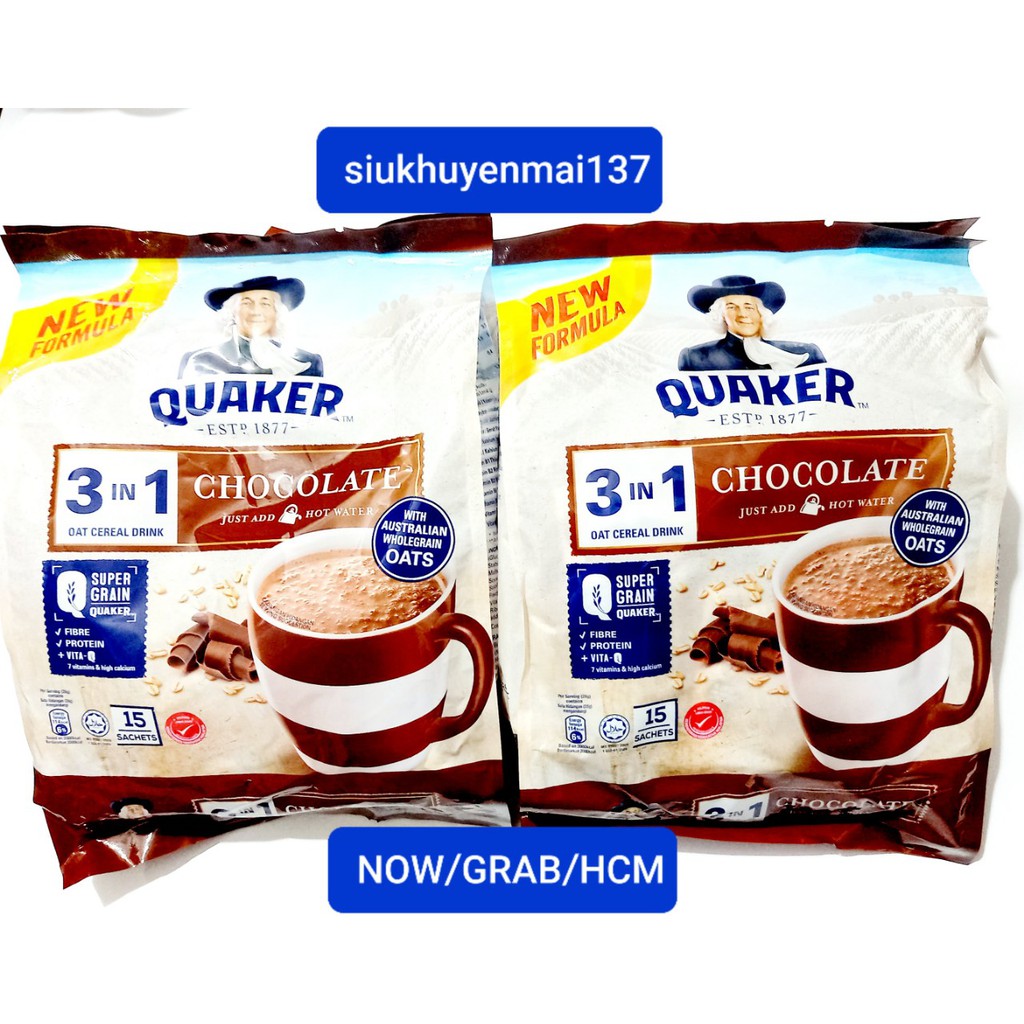 thức uống ngũ cốc yến mạch quaker 3in1 vị socola 420g
