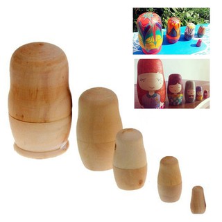 5Pcs Blank Kids Russian Embryos Classical Wooden Unpainted Smooth Dolls Diy