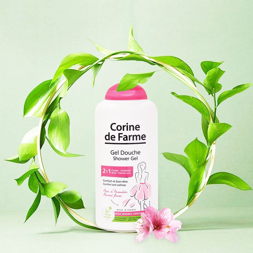 Sữa tắm Corine de Farme Intimate Gel Douche Shower Gel 2 in 1 250ml dùng cho body và vùng kín