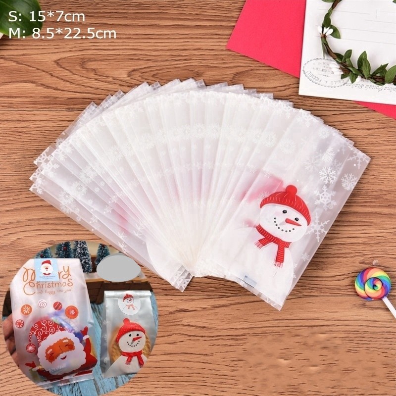 Set 25/50 túi đựng bánh quy DIY phong cách giáng sinh xinh xắn
