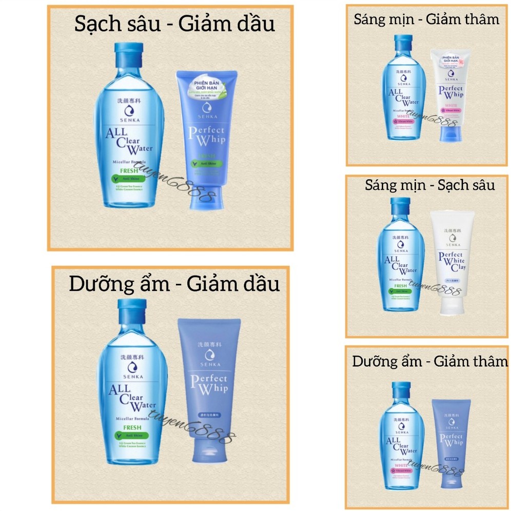 Combo Senka Sạch sâu giảm bóng nhờn trắng mịn dưỡng ẩm gồm 1 Sữa rửa mặt và 1 Tẩy trang | BigBuy360 - bigbuy360.vn