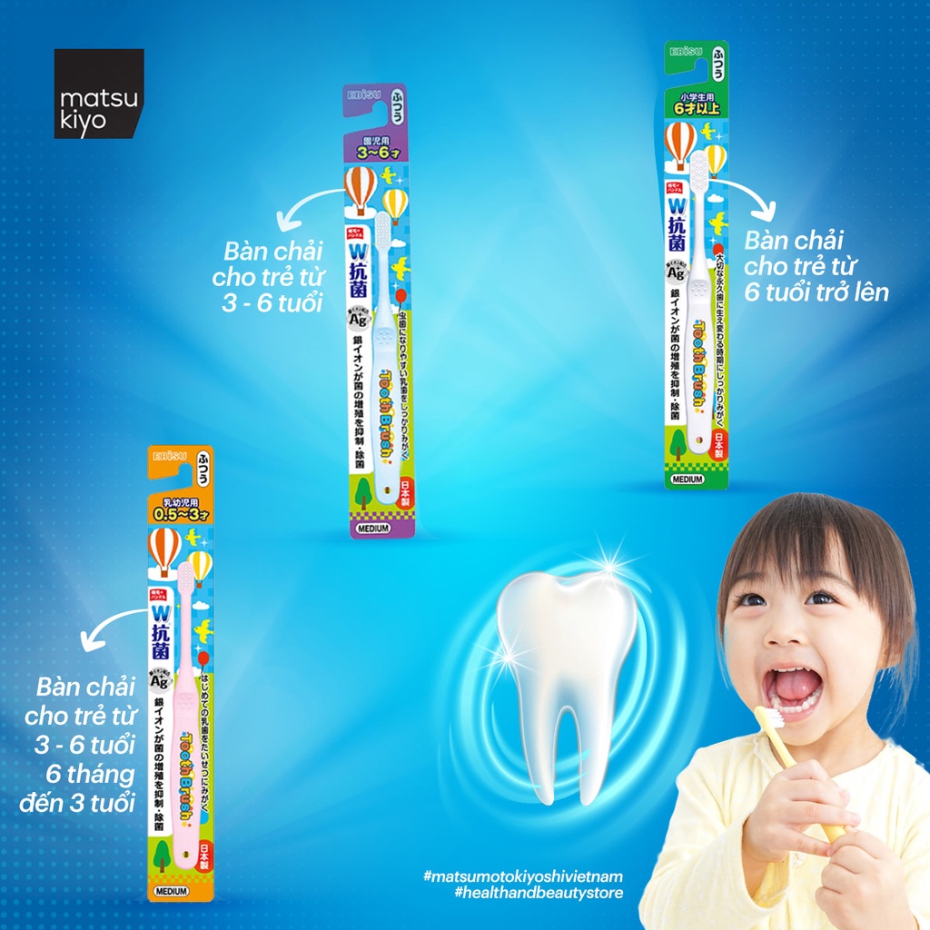 Bàn chải đánh răng kháng khuẩn Matsukiyo cho trẻ em 3-6 tuổi