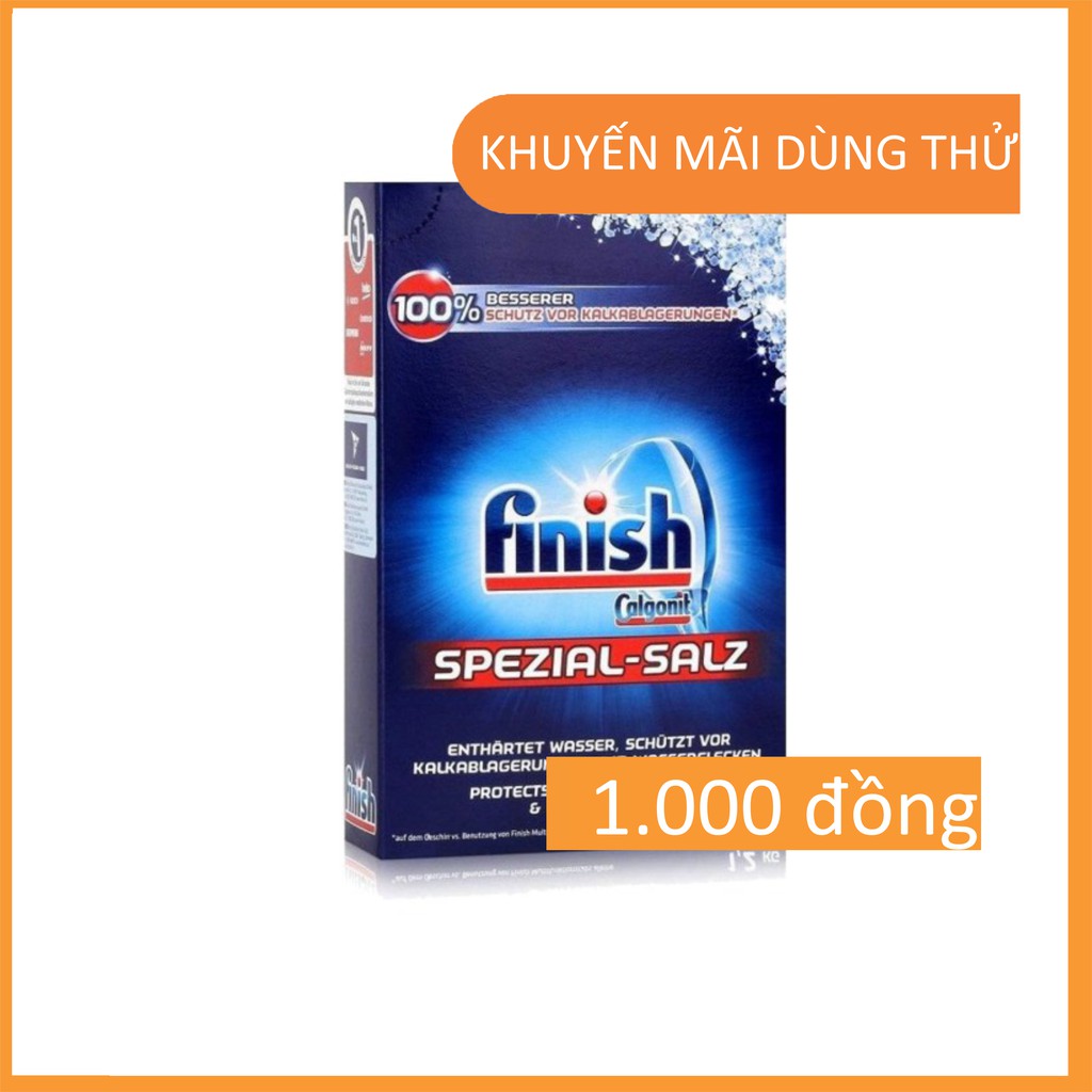 [khuyến mại dụng thử ] 100gam Muối rửa bát finish trong hộp 1.2kg