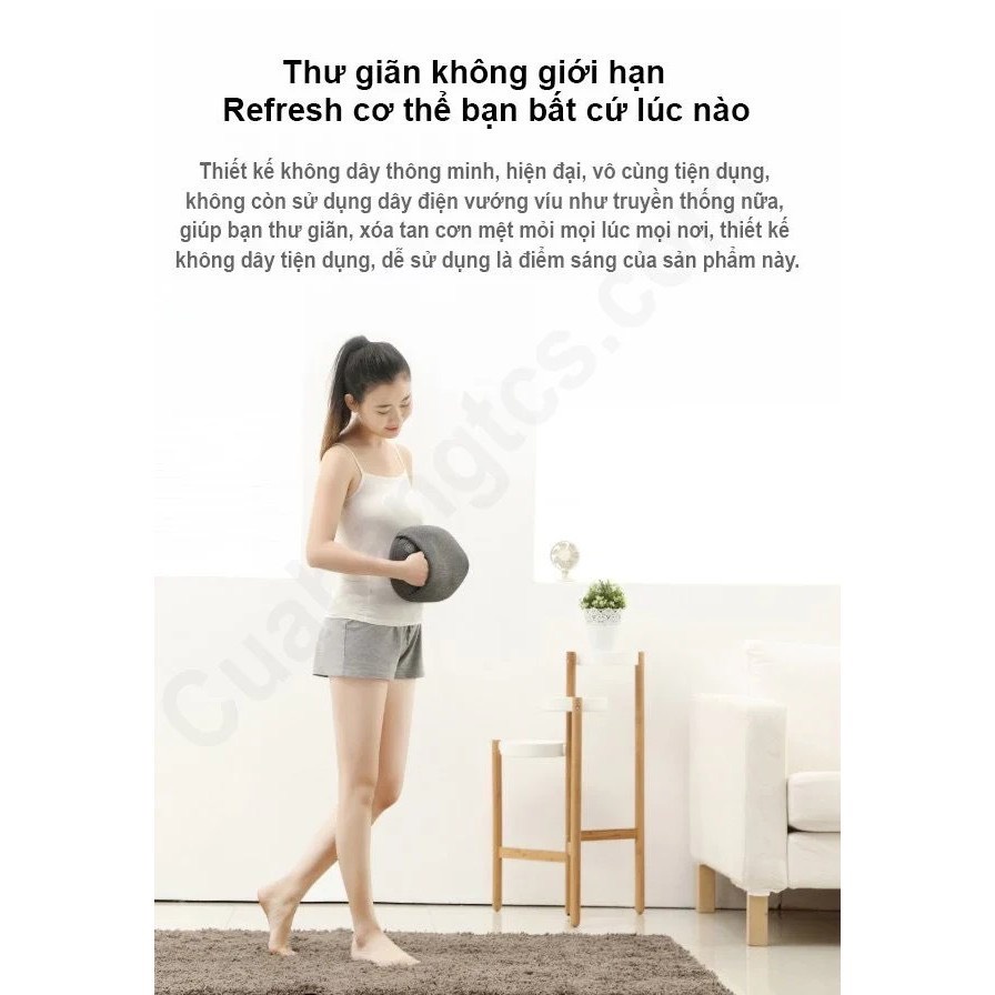 Gối massage nhiệt không dây Xiaomi youpin Leravan LF-YK006 -massage 3D và chườm nóng