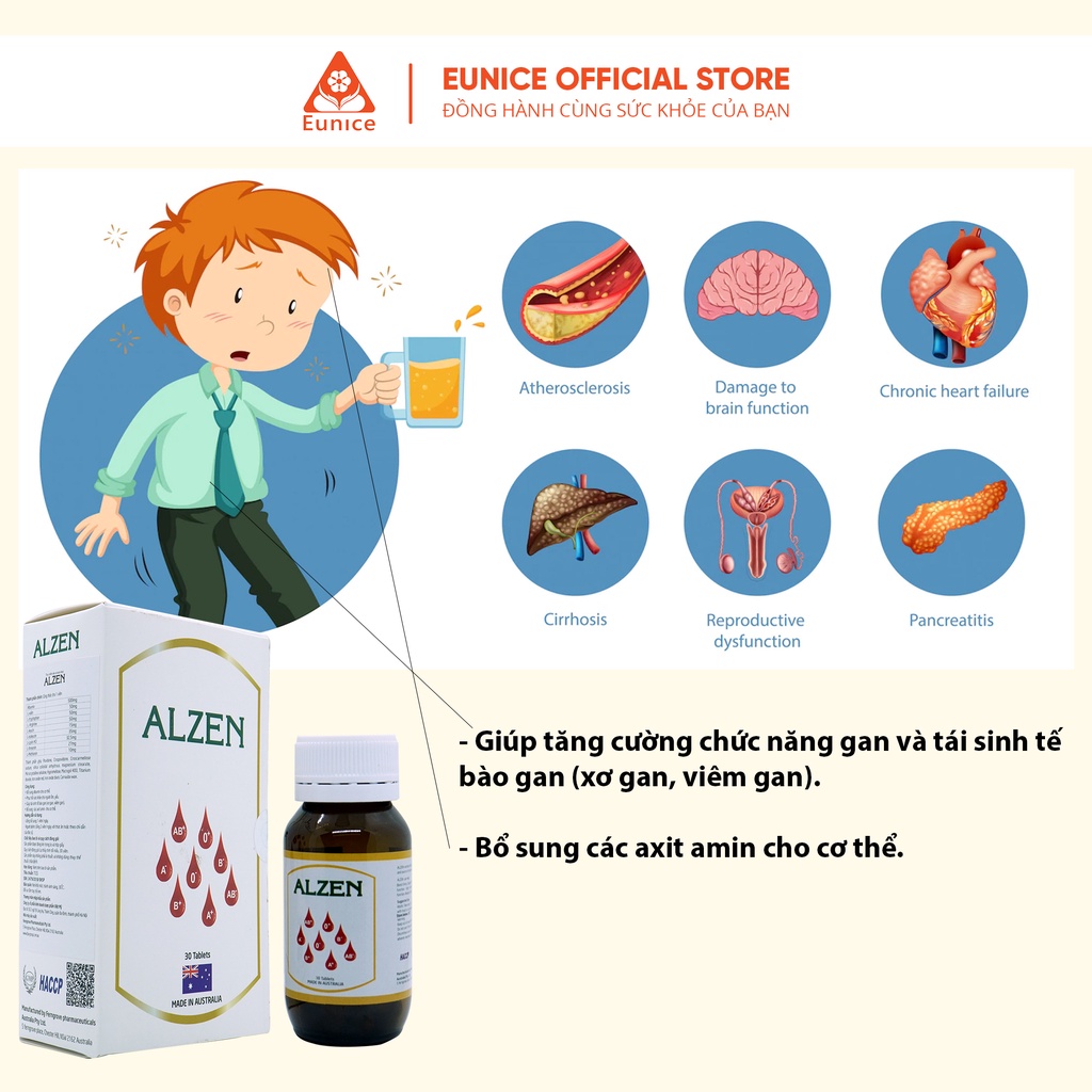 Viên uống phục hồi sức khỏe Alzen Albumin 500mg FERNGROVE PHARMACEUTICALS