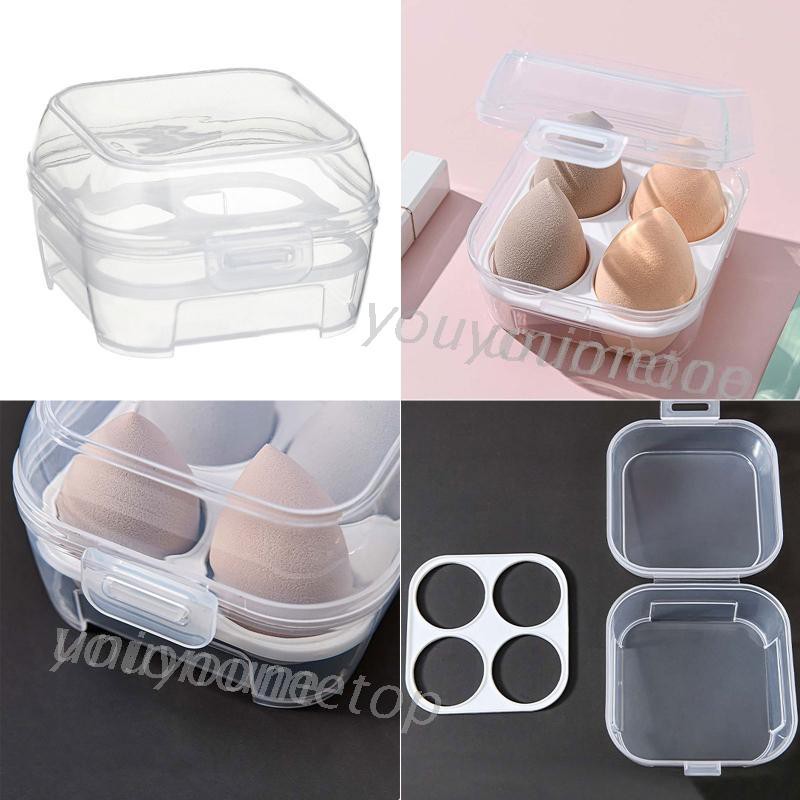 (Hàng Mới Về) Hộp Đựng Bông Phấn Trang Điểm 4 Ngăn Tiện Dụng