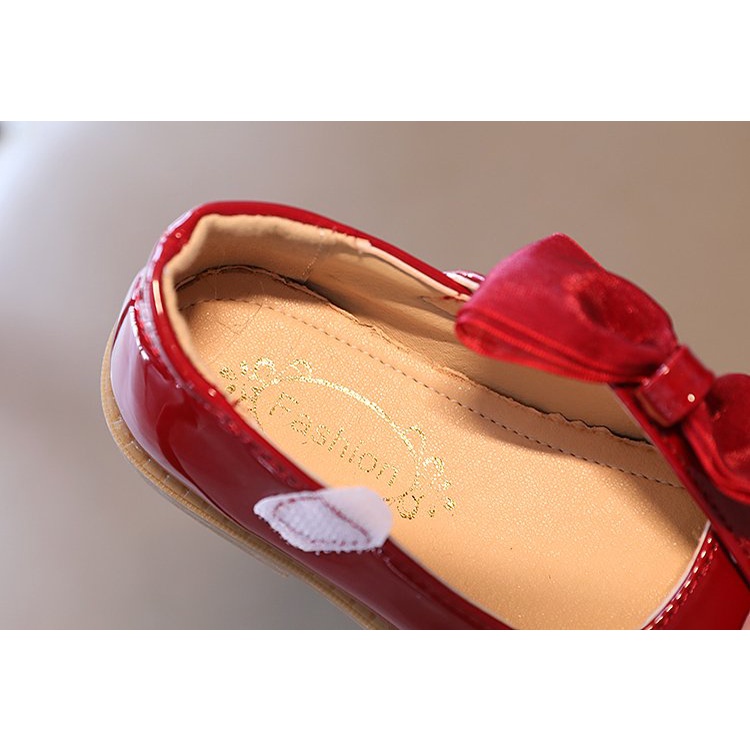 Giày Búp Bê Da Bóng Đế Mềm Chống Trượt Đính Nơ Xinh Xắn Cho Bé Gái 1-18 Tuổi