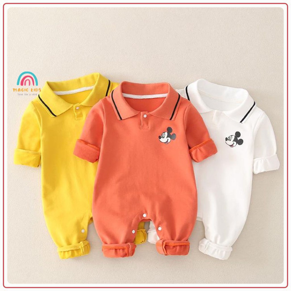 Bộ body dài tay cổ bẻ in hình Mickey nhỏ nhắn BL20006 - MAGICKIDS