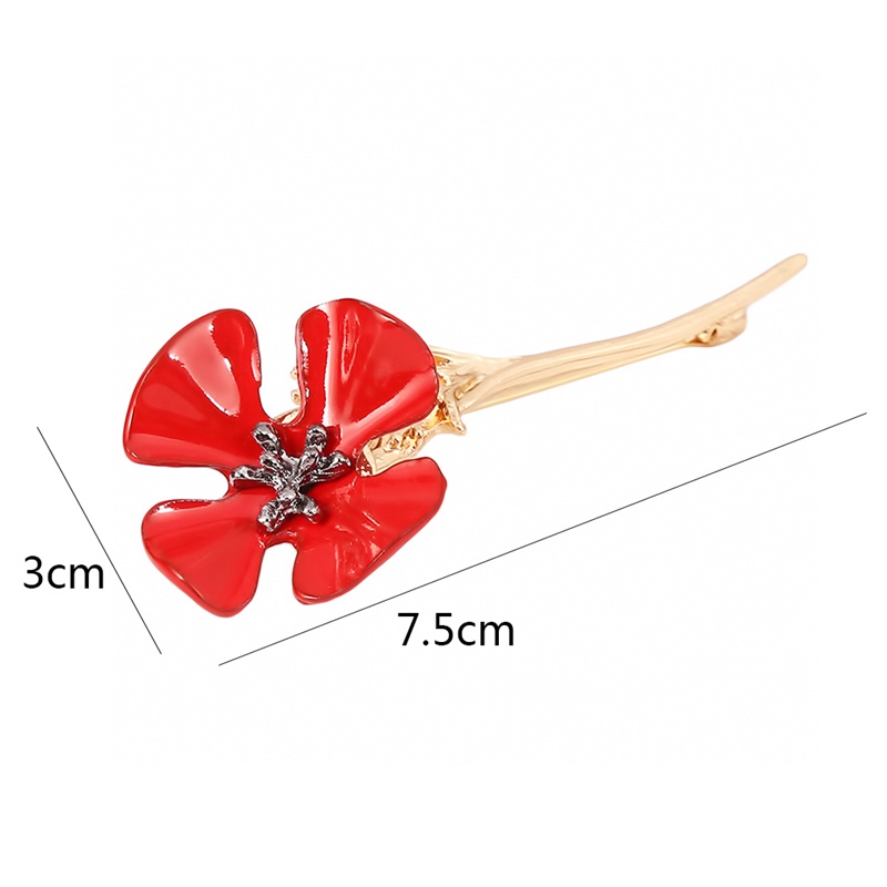 Trâm cài áo họa tiết hoa anh túc đỏ phong cách thời trang cho phái nữ