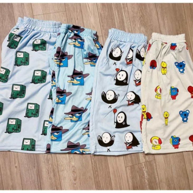 Quần Đùi Hình Thú Hoạt Hình  - Quần Short Unisex ,Nam Nữ Đều Mặc Được, Chất Thun Thể Thao Thoáng Mát, Đồ Mặc Nhà