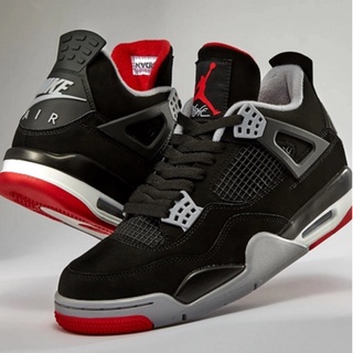 Giày thể thao jd 4 đen đỏ, giày jd4 retro og bred black red, giày sneaker air jordan 4 màu đen đỏ nam nữ 2022