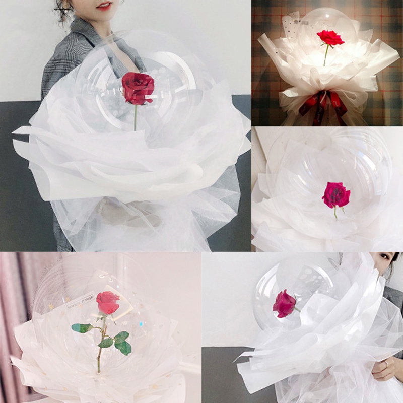 Bong bóng trong suốt hình hoa hồng phát sáng dùng trang trí tiệc