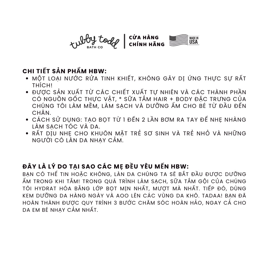 🛁 Gel tắm gội Tubby Todd 250ml cho da chàm, viêm da cơ địa cho bé