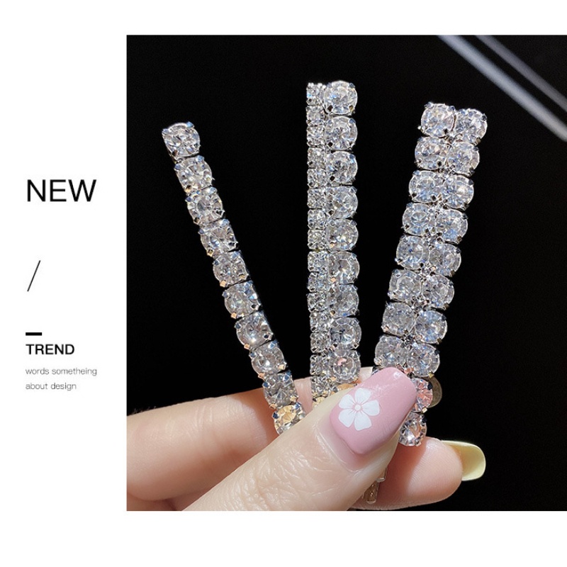 Bộ Kẹp Tóc Đính Đá Kim Cương Bằng Kim Loại Thời Trang Phong Cách Hàn Quốc Cho Nữ