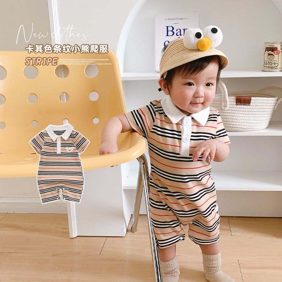 Jumpsuit Romper Liền Mảnh Thêu Hình Con Gấu One Piece Cho Các Bé Trai Nhỏ Sơ Sinh