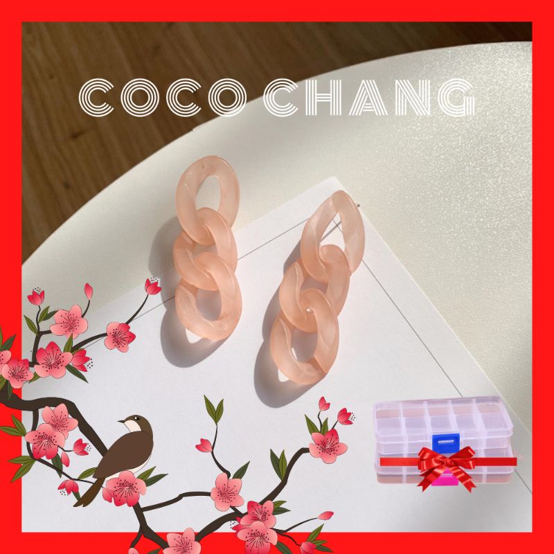 khuyên tai dài xích, bông tai phong cách độc lạ cá tính rực rỡ tết cocochang shop