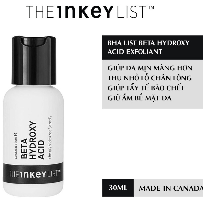The INKEY List BHA Beta Hydroxy Acid Exfoliant 30ml, Tinh chất tẩy da chết The Inkey List BHA - Thi Vũ
