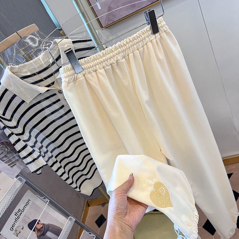 Quần Legging Thêu Trái Tim Phong Cách Hàn Quốc Mới