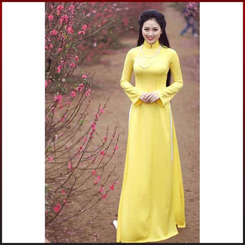 ÁO DÀI BỘ TRƠN VÀNG - TRẺ TRUNG THANH LỊCH ADT2T-Vàng