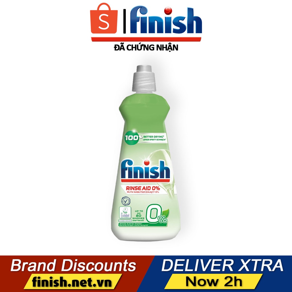 Viên Gel rửa chén bát hữu cơ sinh học Finish Eco 0%