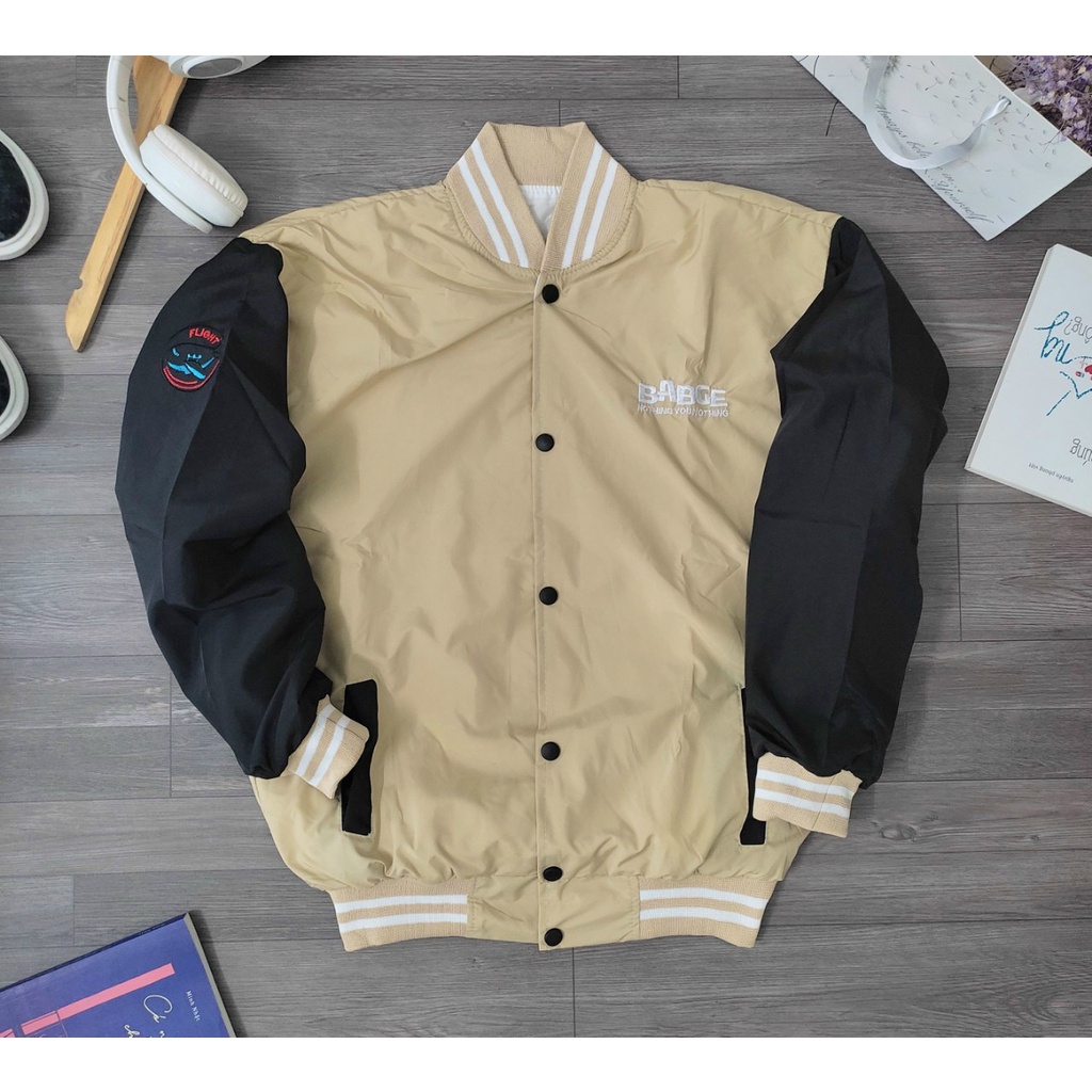 ÁO KHOÁC BÓNG CHÀY FORM RỘNG PHONG CÁCH HÀN QUỐC UNISEX - ÁO BOMBER THIÊU CHỮ BADGE