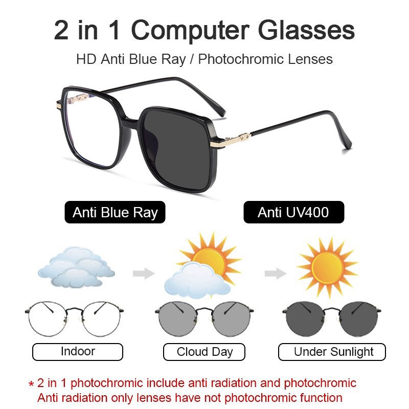 Mắt Kính Chống Bức Xạ Gọng Vuông Thay Thế Dành Cho Nam Nữ