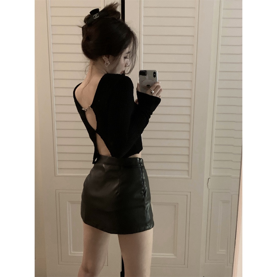 Áo cardigan ZHELIHANGFEI dệt kim tay dài eo cao trẻ trung quyến rũ cho bạn gái