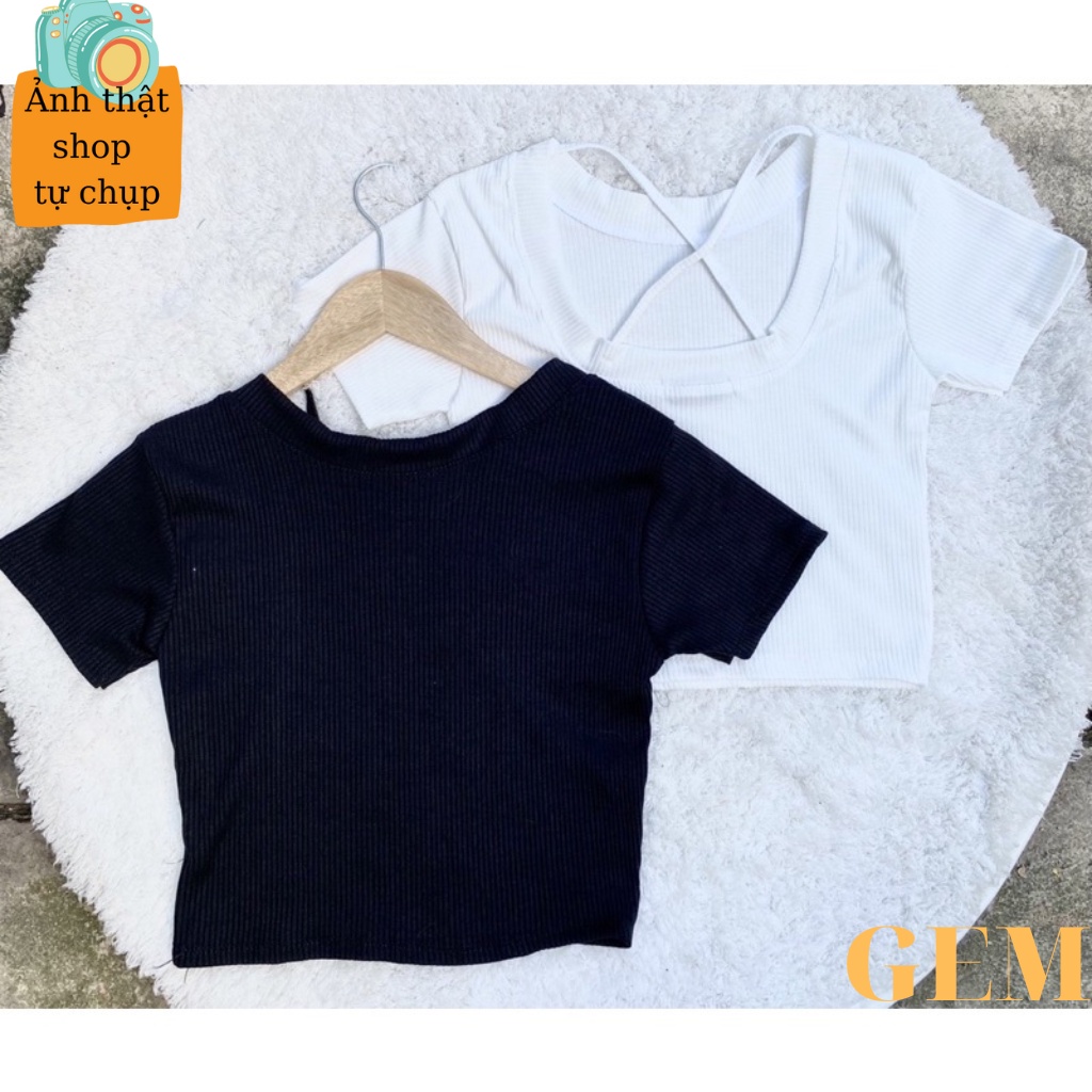 Áo croptop tay ngắn hở lưng chéo dây sexy gợi cảm