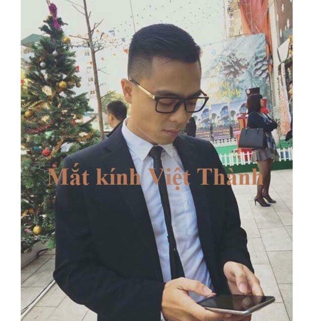 Gọng kính giả cận vuông chân vàng