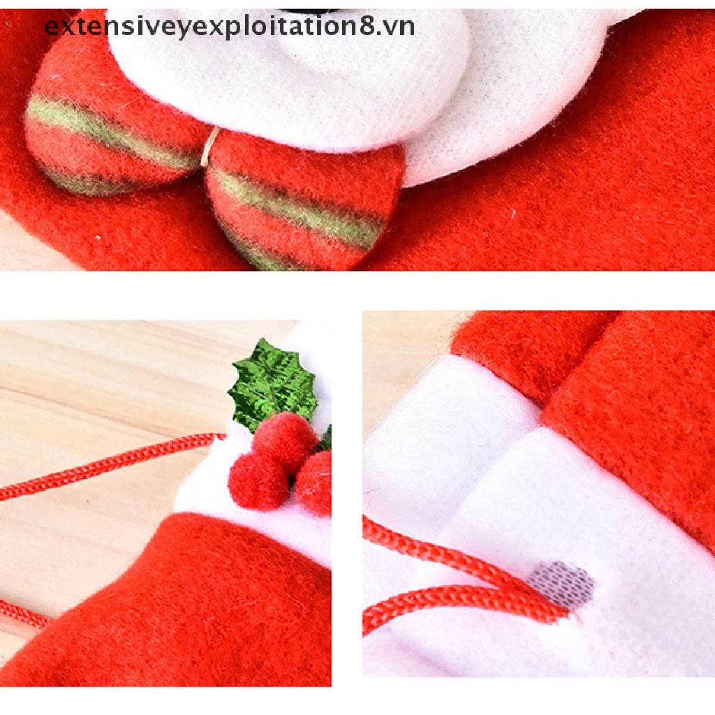 1 Túi Đựng Kẹo Vải Lanh In Hình Ông Già Noel Giáng Sinh Tinh Tế