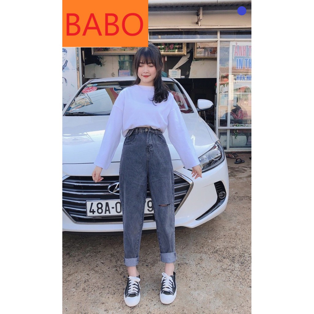 QUẦN BAGGY JEAN NỮ LƯNG CAO TÚI NẮP XÁM RÁCH GỐI TRÁI CAO CẤP BABO ĐỦ SIZE S, M, L SIÊU XỊN SÒ CỰC ĐẲNG CẤP, TRẺ TRUNG
