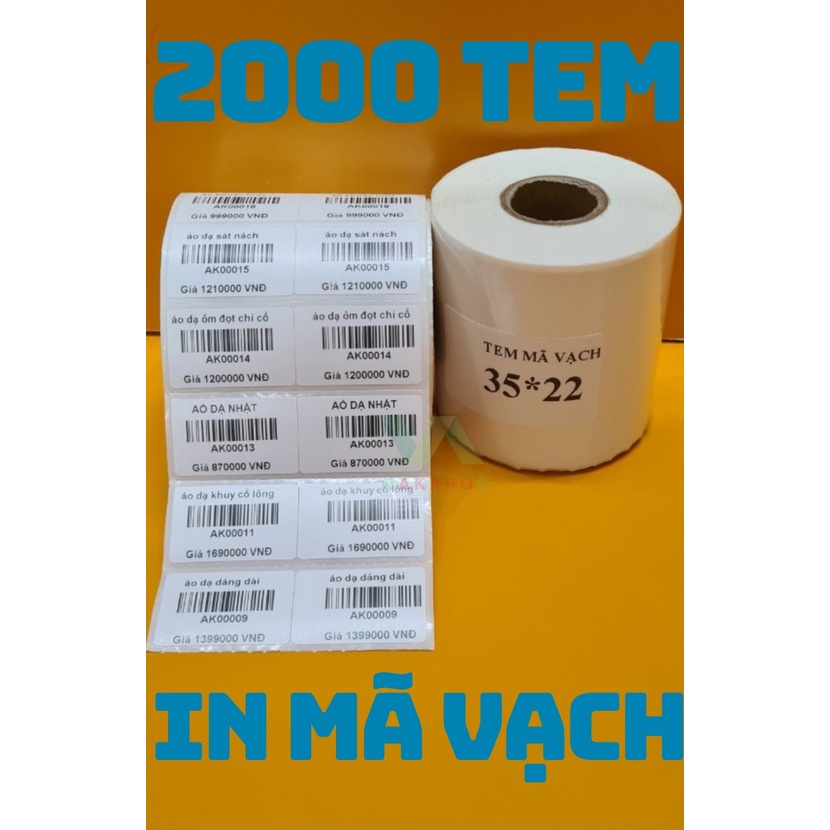 Tem in mã vạch -decal nhiệt 2 hàng-loại 25m