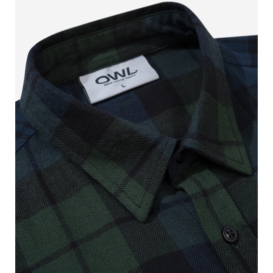 OWL BRAND® FLANNEL SHIRT - Áo sơ mi nam tay dài kẻ sọc / Rêu