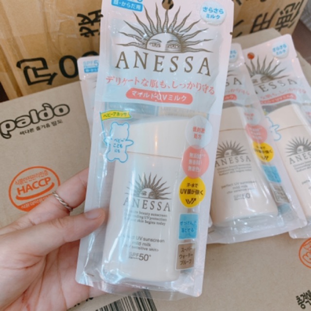 Kem chống nắng Anessa Perfect UV Sunscreen Aqua Mild #Milk 60ml- Màu hồng da nhạy cảm