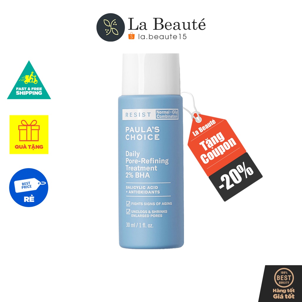 [Hàng Công Ty] Tẩy Da Chết Hóa Học,Thu Nhỏ Lỗ Chân Lông - Paula's Choice Resist Daily Pore-Refining 2% BHA 30ml