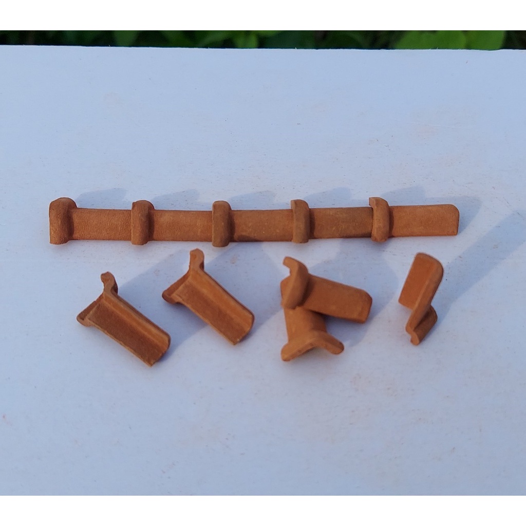 10 Viên - NGÓI ÚP  Mini 24x14mm, Gạch Đất Sét Nung Mô Hình, Tiểu Cảnh.
