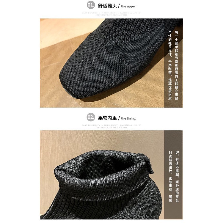 Giày Bốt Martin Dệt Kim Cao Gót Mũi Vuông Ngắn Gót Dày Co Giãn Thời Trang Mới Cho Nữ 2022