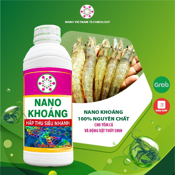 Nano khoáng 100% nguyên chất Nano Vietnam Tech cho tôm, cá và động vật thủy sinh 500ml-1100ml