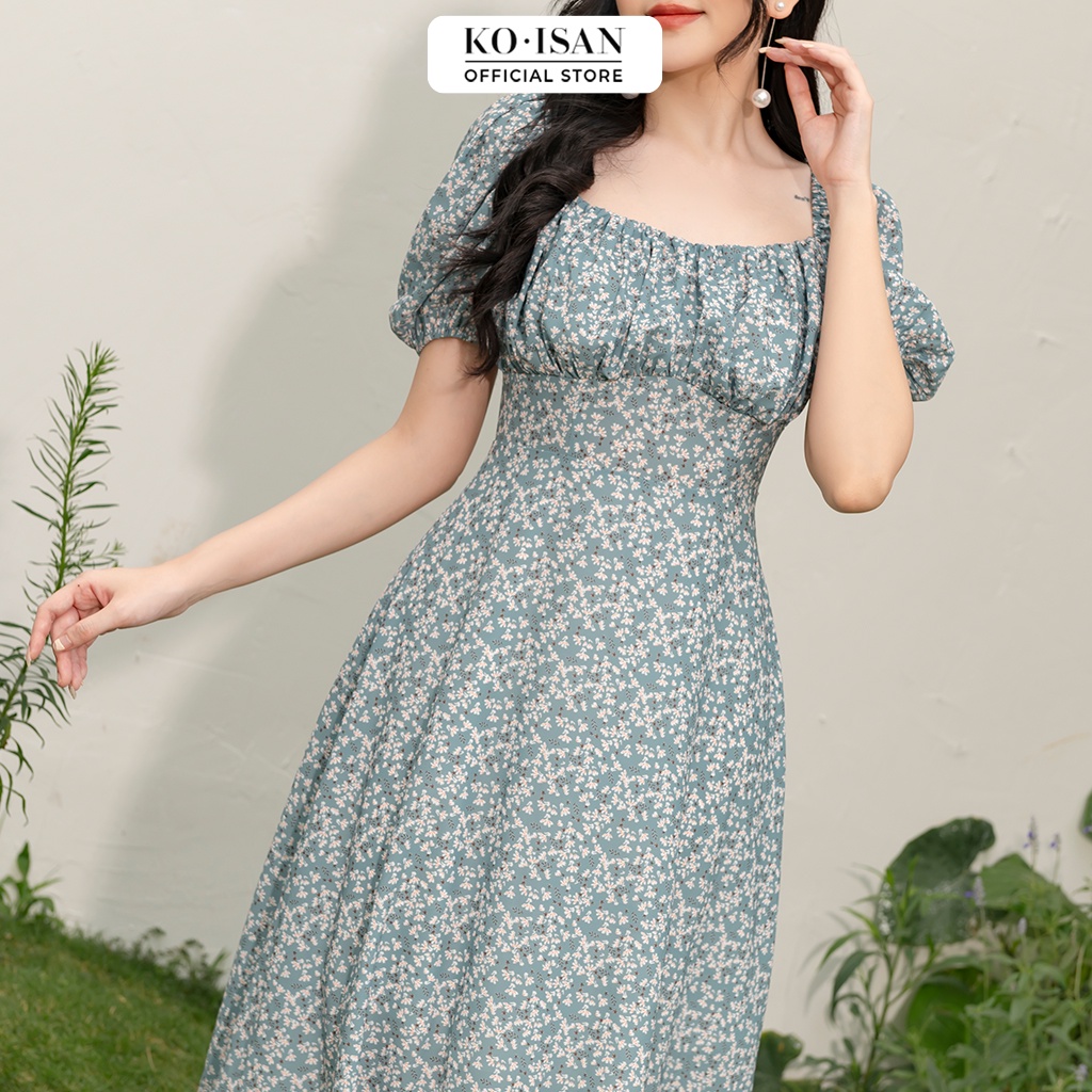 Váy hoa nhí vintage KOISAN dáng dài thiết kế tay phồng nữ tính 21056689